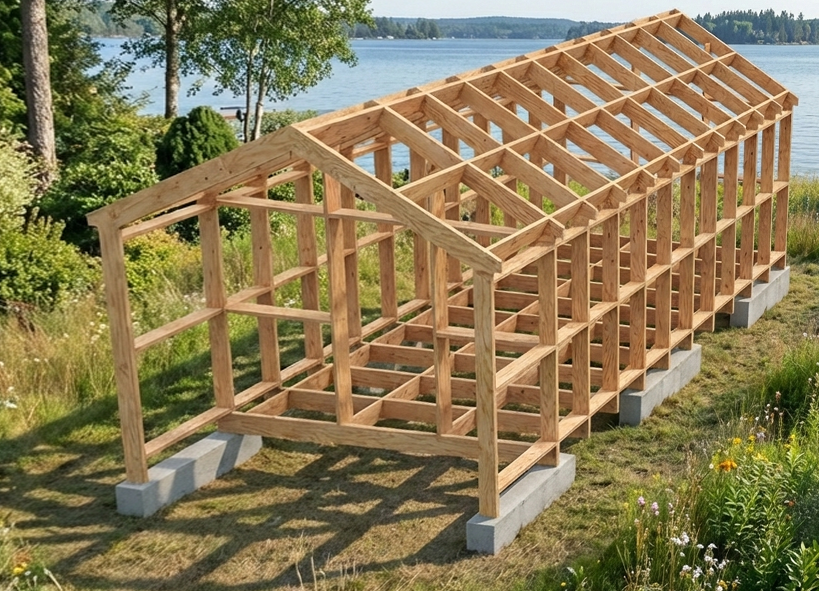 Каркас будинку типу барнхаус із фанери 4000x7022x3010 мм