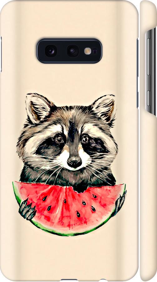 Чехол на Samsung Galaxy S10e Енотик с арбузом (4605m-1646-42517)