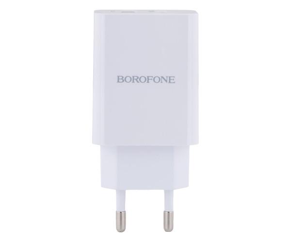 Пристрій зарядний мережевий Borofone BA56A Type-C PD 20W/USB QC3.0 3A без кабелю White Пристрій зарядний мережевий Borofone BA56A Type-C PD 20W/USB QC3.0 3A без кабелю White