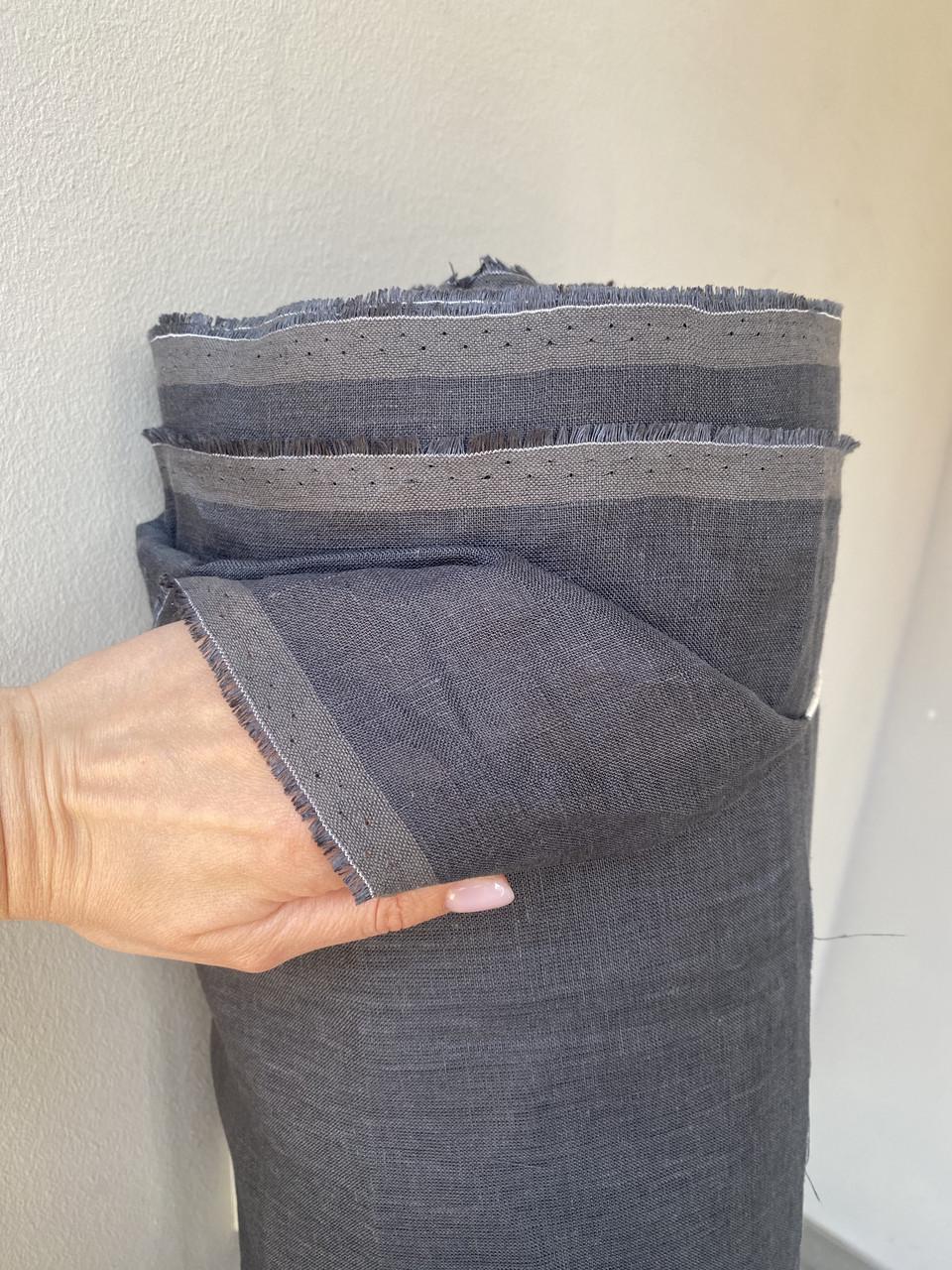 Ткань LINEN PLUS льняная 260 см 744 Темно-графит - фото 3