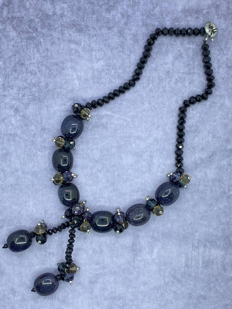 Бусы авантюрин 50 см Синий (726)