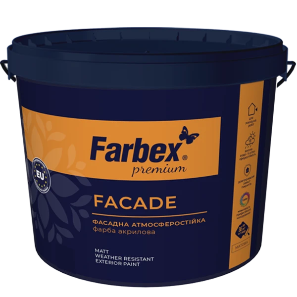 Краска фасадная высококачественная Farbex ВДА Facade база А 14 кг Белый (2792905969)