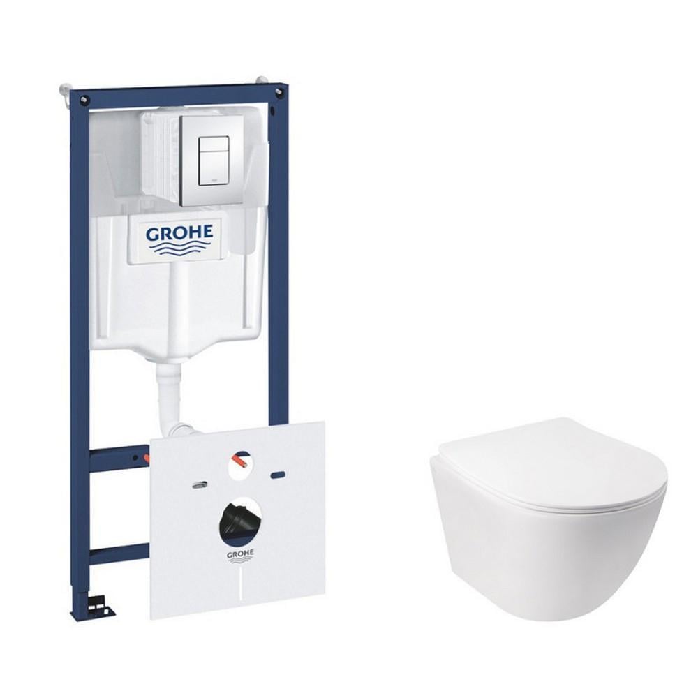 Комплект инсталляции Grohe Rapid SL 38827000QT07335176W с унитазом и кнопкой Хром (75751)