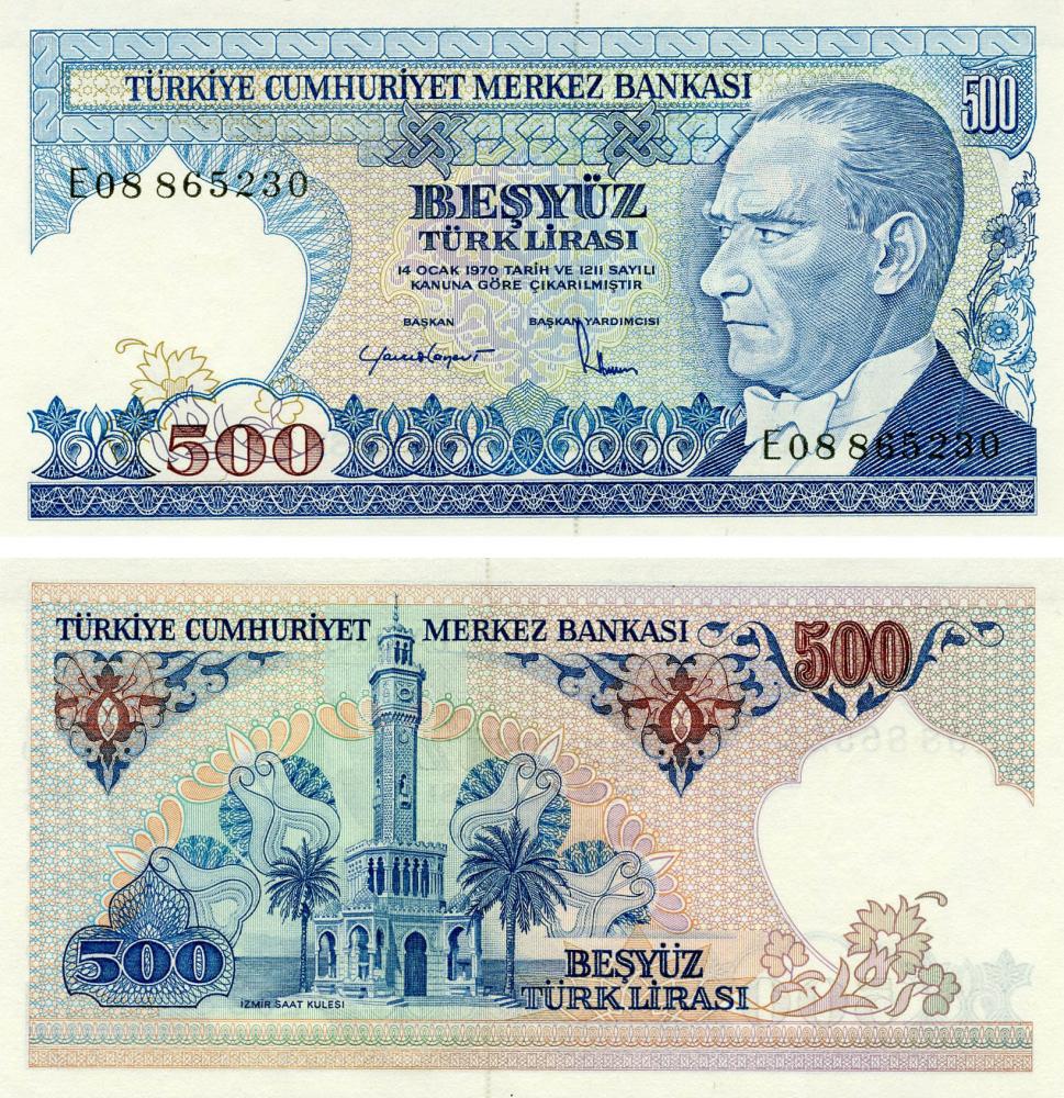 Коллекционная банкнота Турция 500 лир 1983 UNC P195 (Б07379)