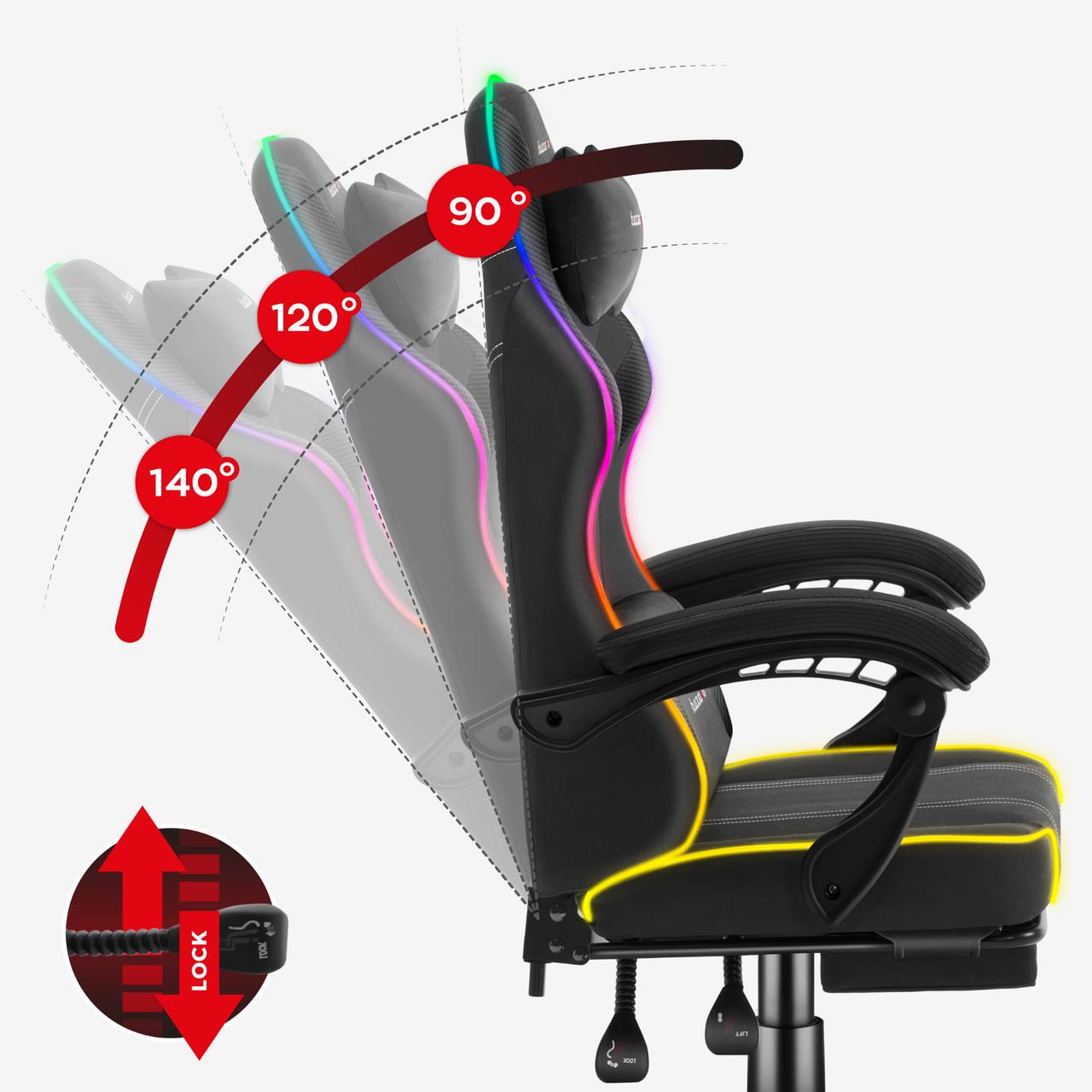 Крісло комп'ютерне Huzaro Force 3.7 RGB тканина Black (29953260) - фото 4 Крісло комп'ютерне Huzaro Force 3.7 RGB тканина Black (29953260) - фото 4