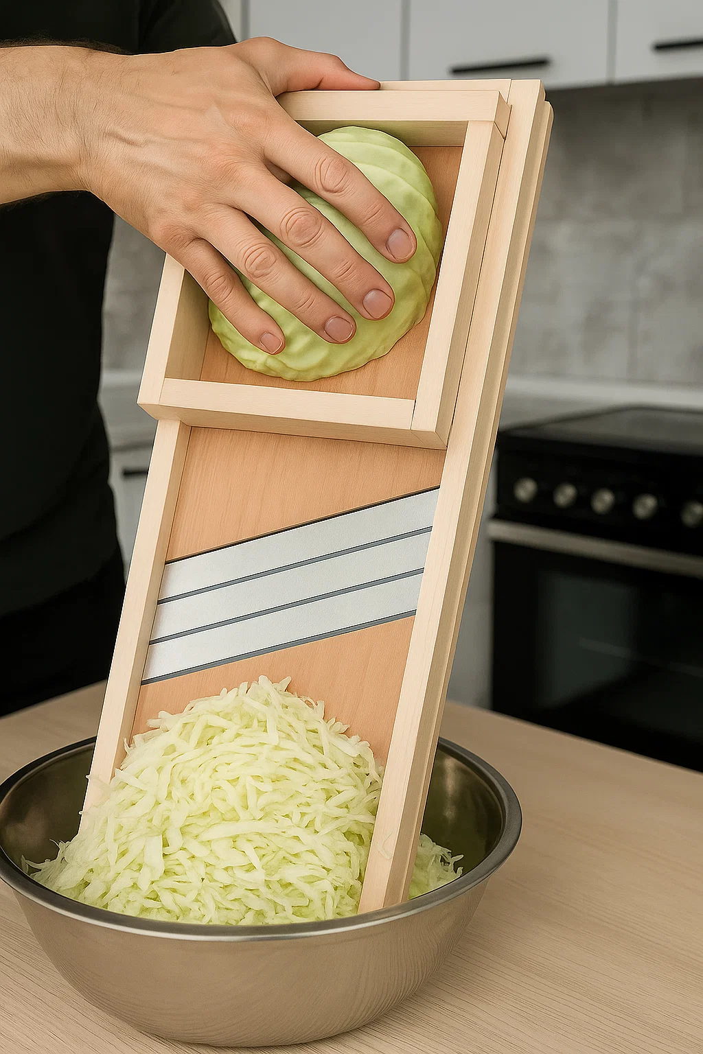 Шинковка для капусти дерев’яна з коробом 3 ножі 66x17 см (7064) - фото 6 Шинковка для капусти дерев’яна з коробом 3 ножі 66x17 см (7064) - фото 6