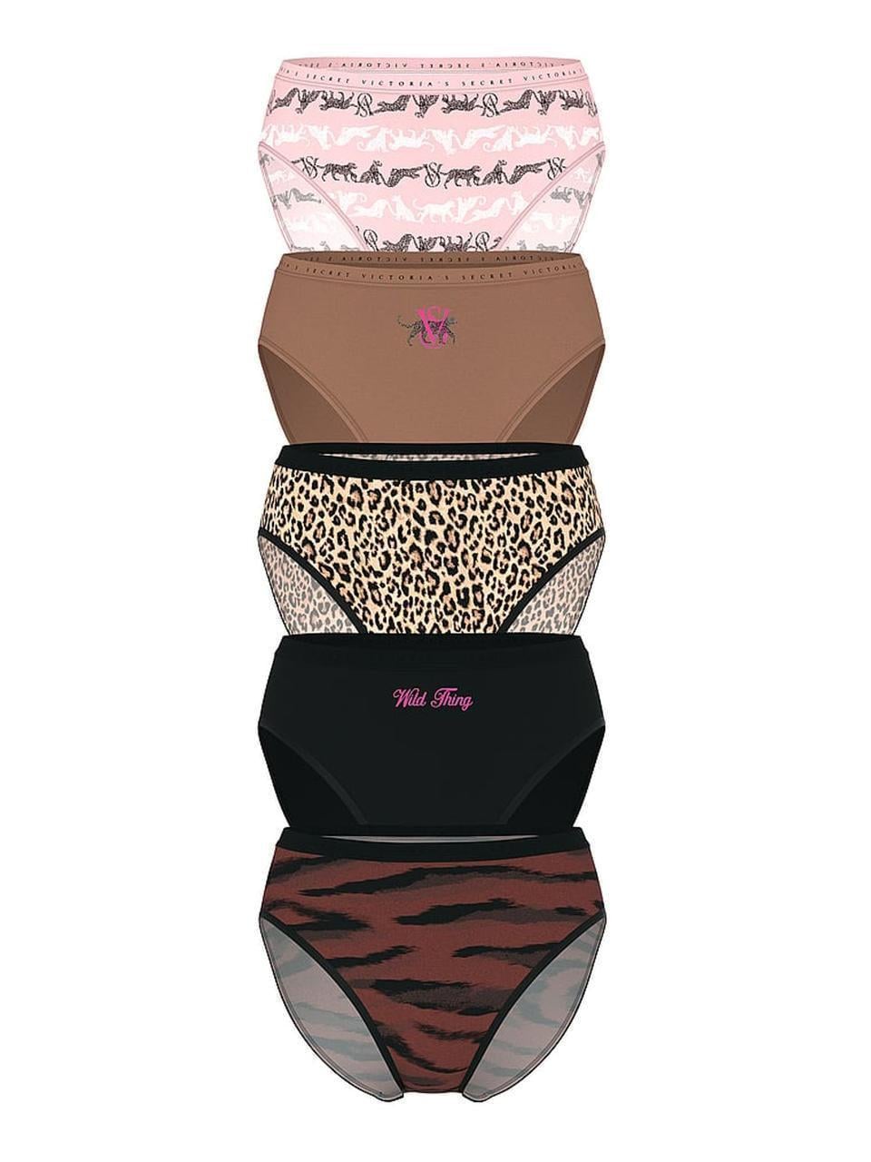 Набор трусиков Victoria Secret 5 шт. Stretch Cotton High-Leg Brief S Разноцветный (2860022482)
