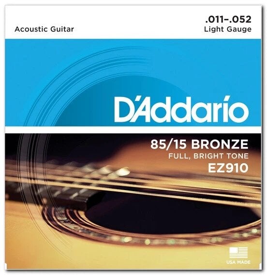 Комплект струн D'Addario EZ910 Great American Bronze Light 11-52 для акустической гитары (3243987420)