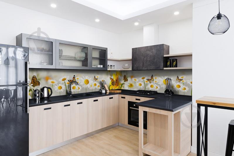 Скинали на кухню Zatarga «Нежные Ромашки 02» 600х2500 мм виниловая 3Д наклейка кухонный фартук самоклеящаяся Z180332