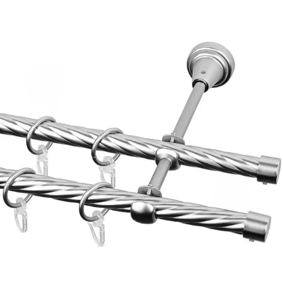 Карниз металевий Orvit Заглушка дворядна кручена труба 16/16 мм 300 см Хром (2371060193)