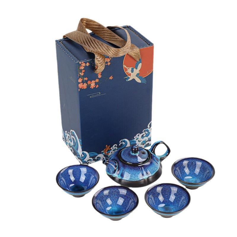 Сервиз для чайной церемонии Lesko YBCJ-647 пиалы с чайником на 4 персоны Blue (24366452)