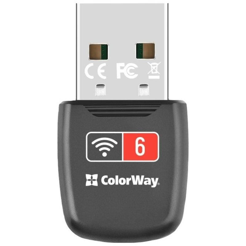 Адаптер ColorWay Wi-Fi 6 2.4 ГГц до 286 Мбіт/с Black (CW-AD-W1)