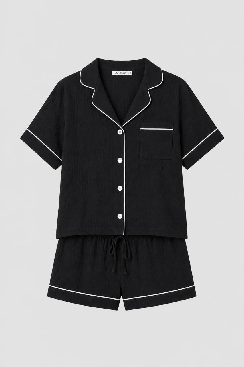 Піжама жіноча муслінова BO.Brand XL Black and White (32836)