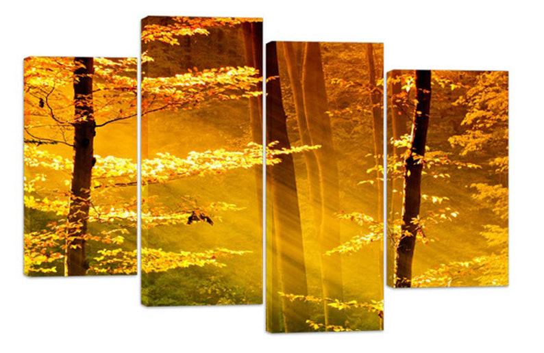 Модульная картина KIL Art Лучи в лесу на холсте из четырех частей 129x90 см (M4_L_505)