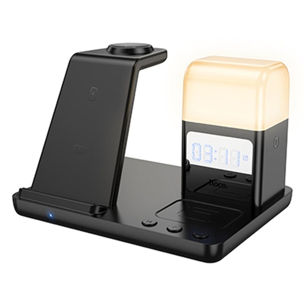 Зарядка беспроводная Hoco Qi Crown 3 в 1 night light wireless fast charger with clock 9 (609767)