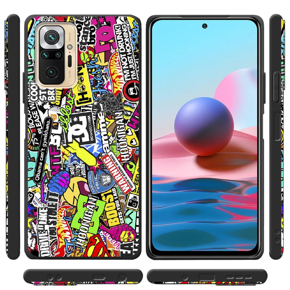 Чохол BoxFace Xiaomi Redmi Note 10 Pro Multicolored Inscriptions Чорний силікон (42053-up880-42363) - фото 2