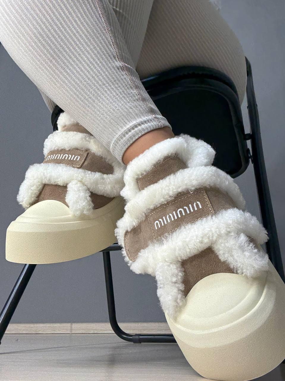 Кеди жіночі Hengji 15-3 з хутром та опушкою на липучці р. 37 Бежевий (5316) - фото 9