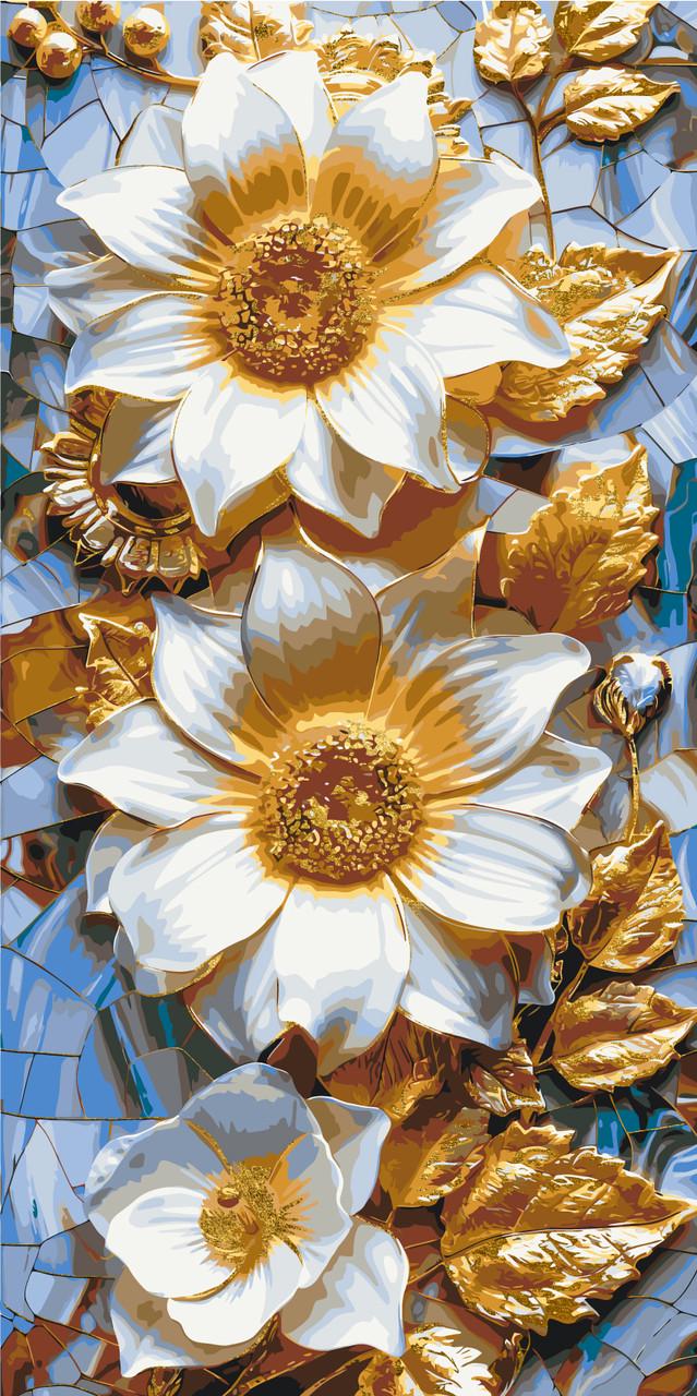 Картина по номерам ORIGAMI Благородные цветы С красками металлик 40x80 см (LW 5103)