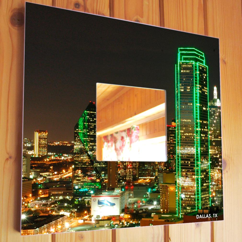 Зеркало декоративное с фото печатью Даллас 260х260 мм (M04019)