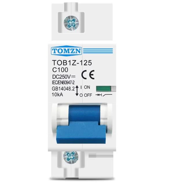 Выключатель постоянного тока TOMZN автоматический DC 100 А однополюсный до 250 В (DC100A-1P-250V)