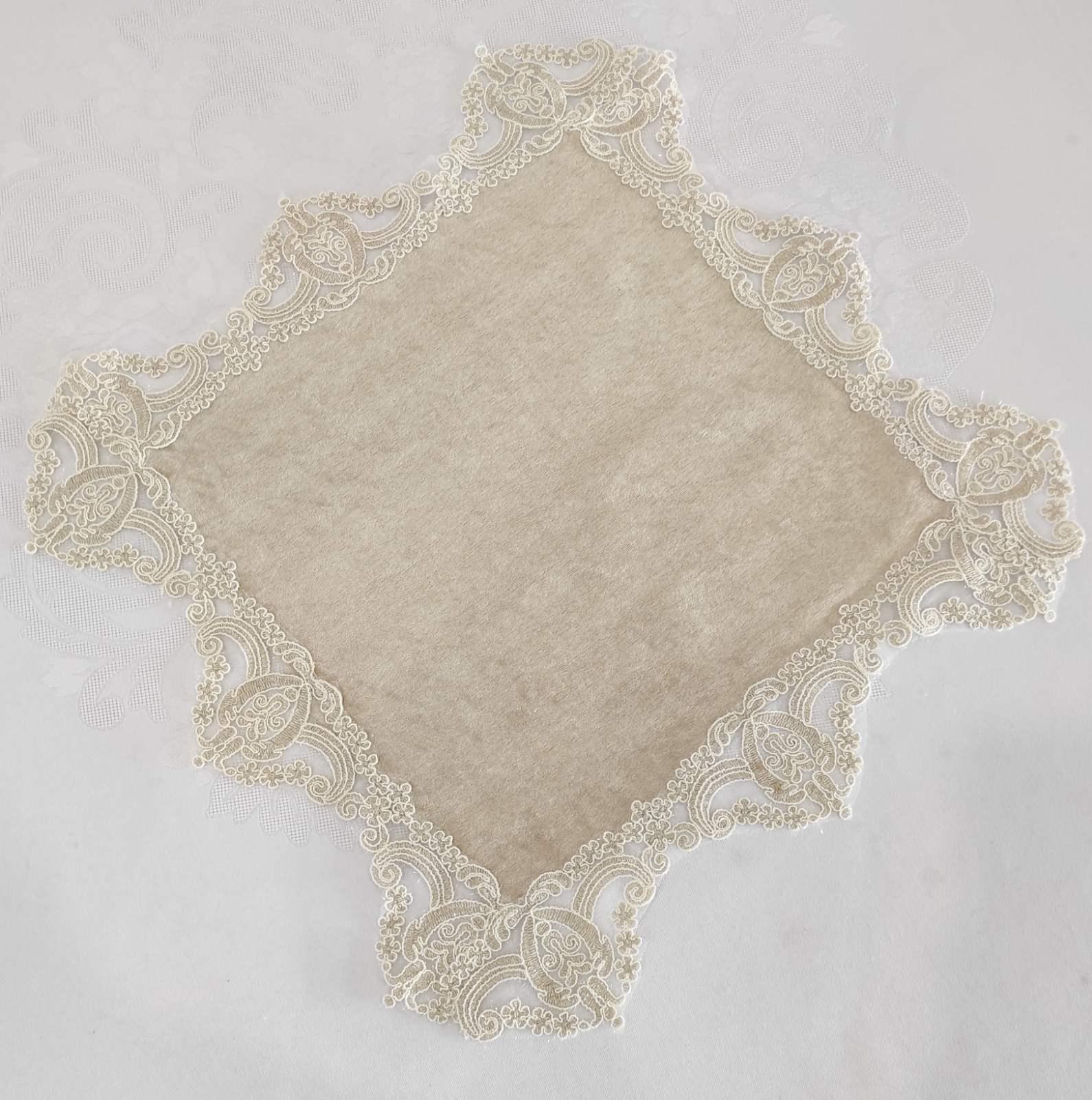 Салфетка велюровая Acme с кружевом 45x45 Odin Cappicino (CN10816)