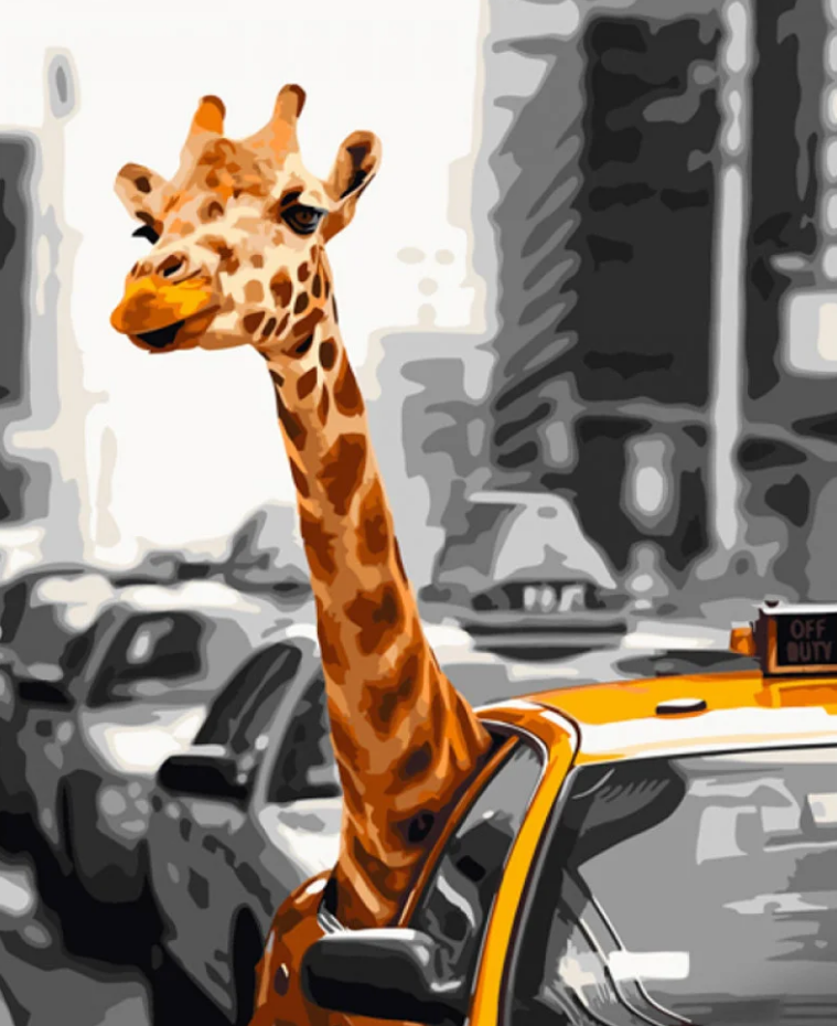Картина по номерам Strateg Жираф в городе 40x50 см (GS925)