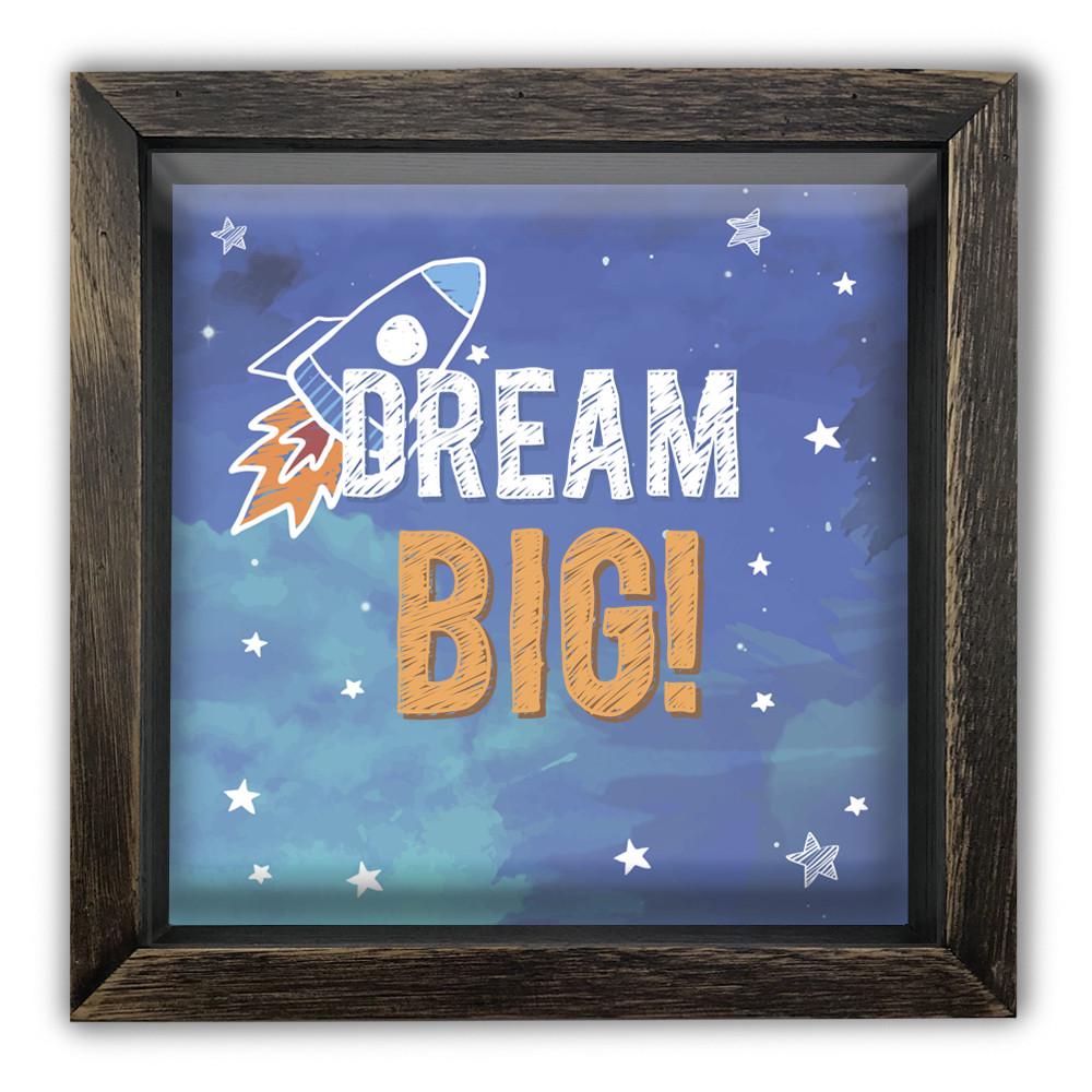 Копилка Dream big деревянная 20x20x6,5 см винтажная Коричневый (хркп0026ква)