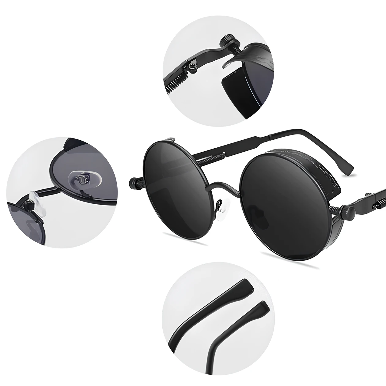 Солнцезащитные очки женские металлические круглые Черный (2549773948) - фото 7