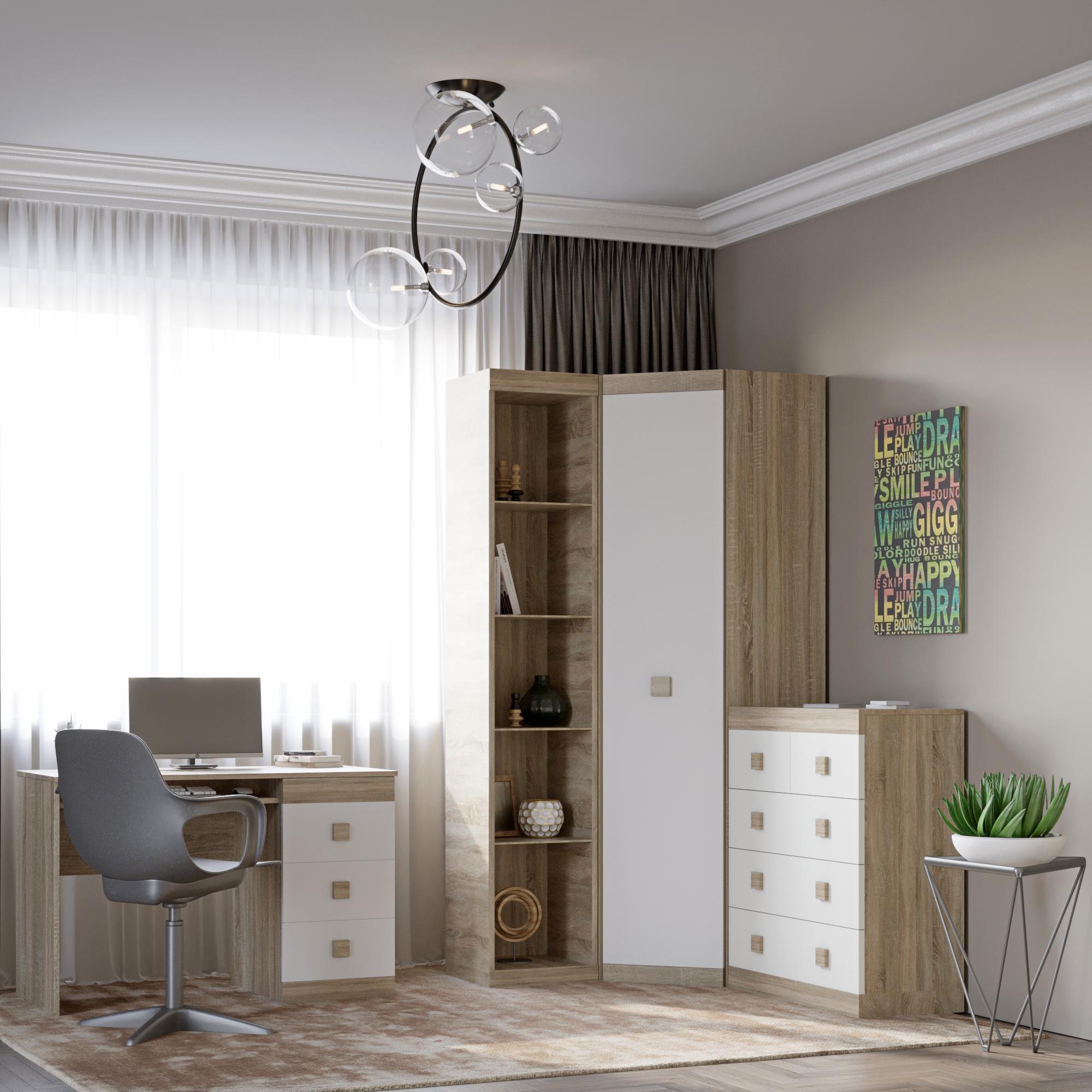 Стенка детская Эверест Соната Комплект 5 Дуб сонома/Белый (EVR-2587)