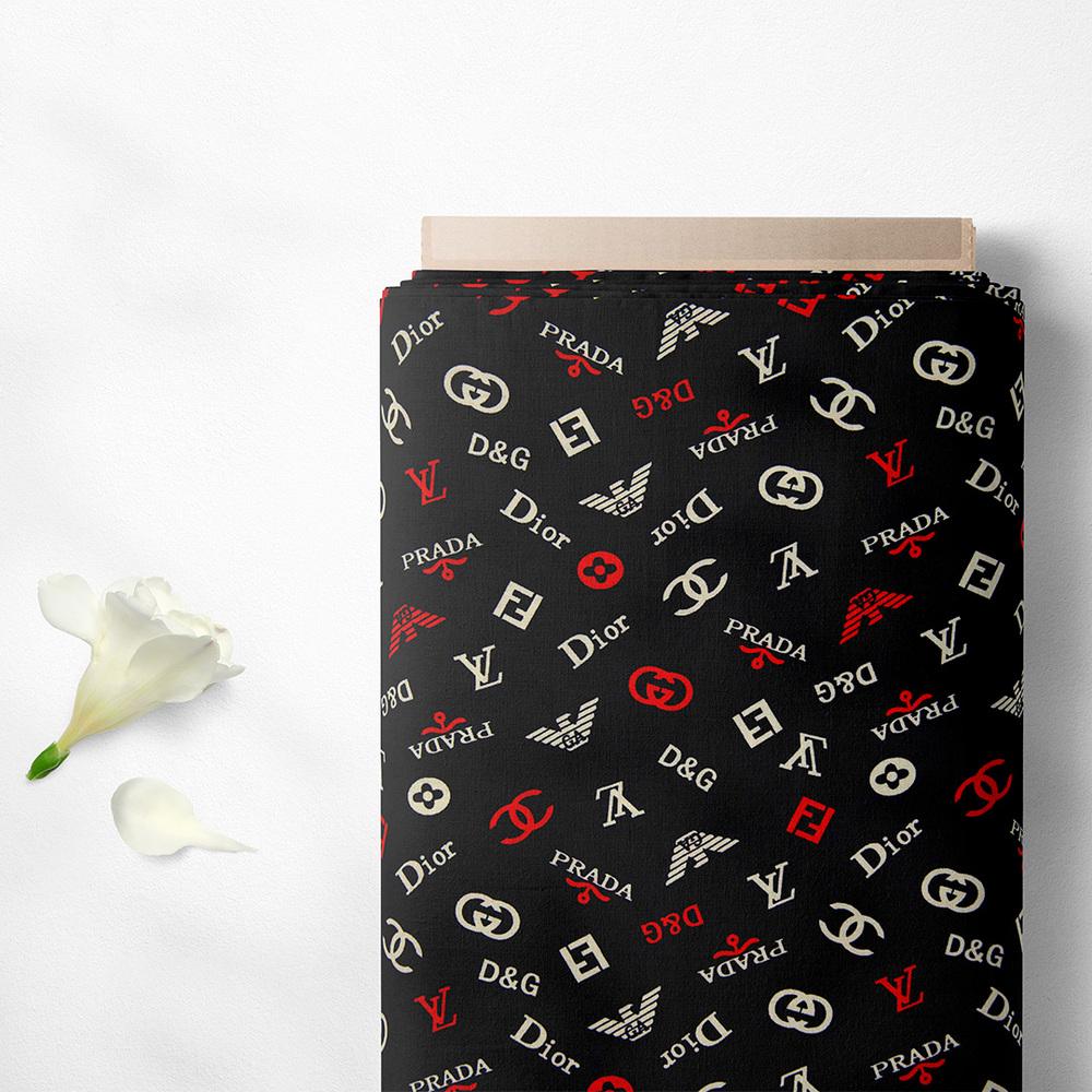 Ткань платевая вискоза штапель Бренд мульти 115 гр/м2 Черный (18211) - фото 2