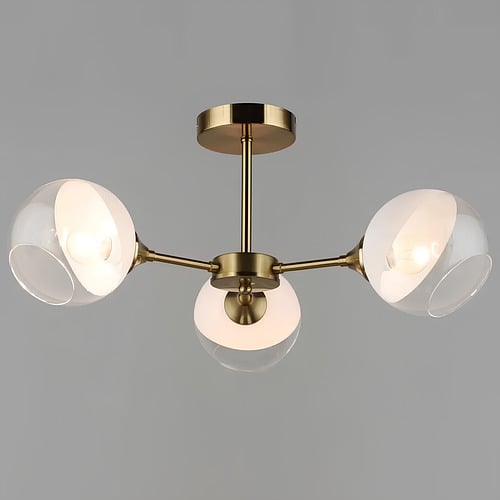 Люстра Svet на три плафона из стекла под лампы Е27 Бело-медный (SR-N4999/3 COP)