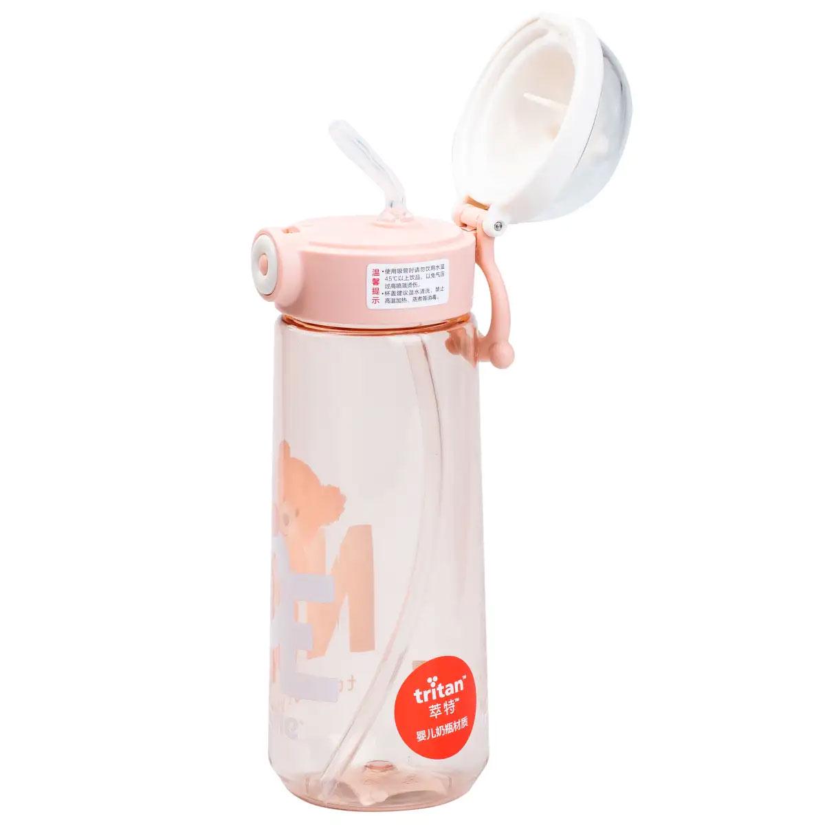 Бутылка для воды с трубочкой 620 мл Розовый (4457) Бутылка для воды с трубочкой 620 мл Розовый (4457)