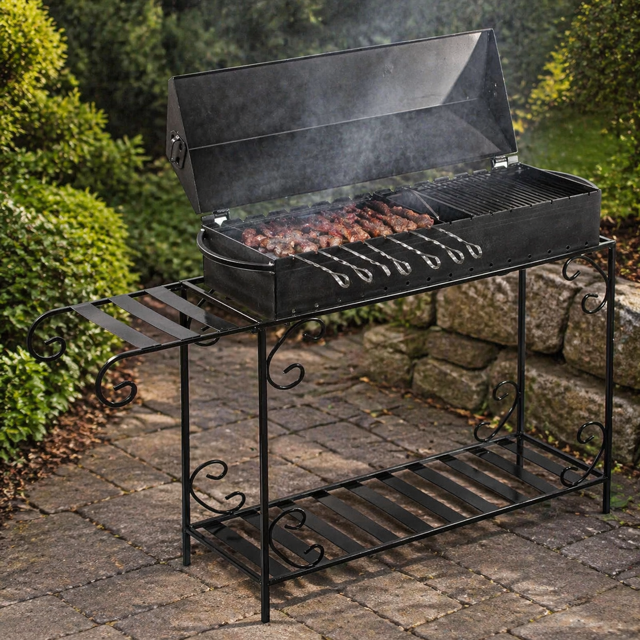 Мангал-барбекю Jooki Гефест на 15 шампурів 4 мм на дровниці