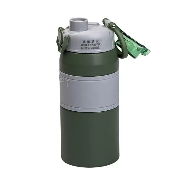 Термос с ручкой Sport YIWU из нержавеющей стали с мундштуком 600 мл Зеленый (147-107-HP-14-5GR) - фото 3