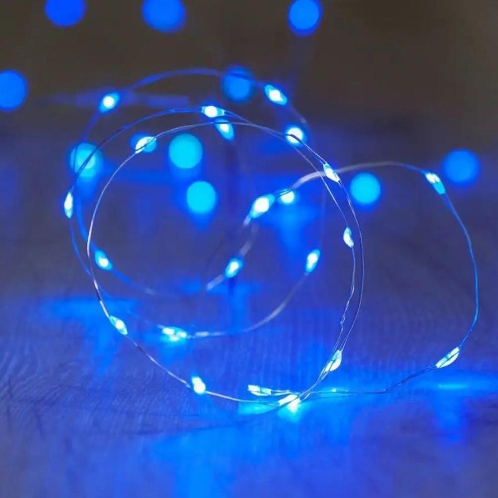 Гирлянда светодиодная Роса на батарейках и USB статический режим 50 LED IP44 5 м Синий Гирлянда светодиодная Роса на батарейках и USB статический режим 50 LED IP44 5 м Синий