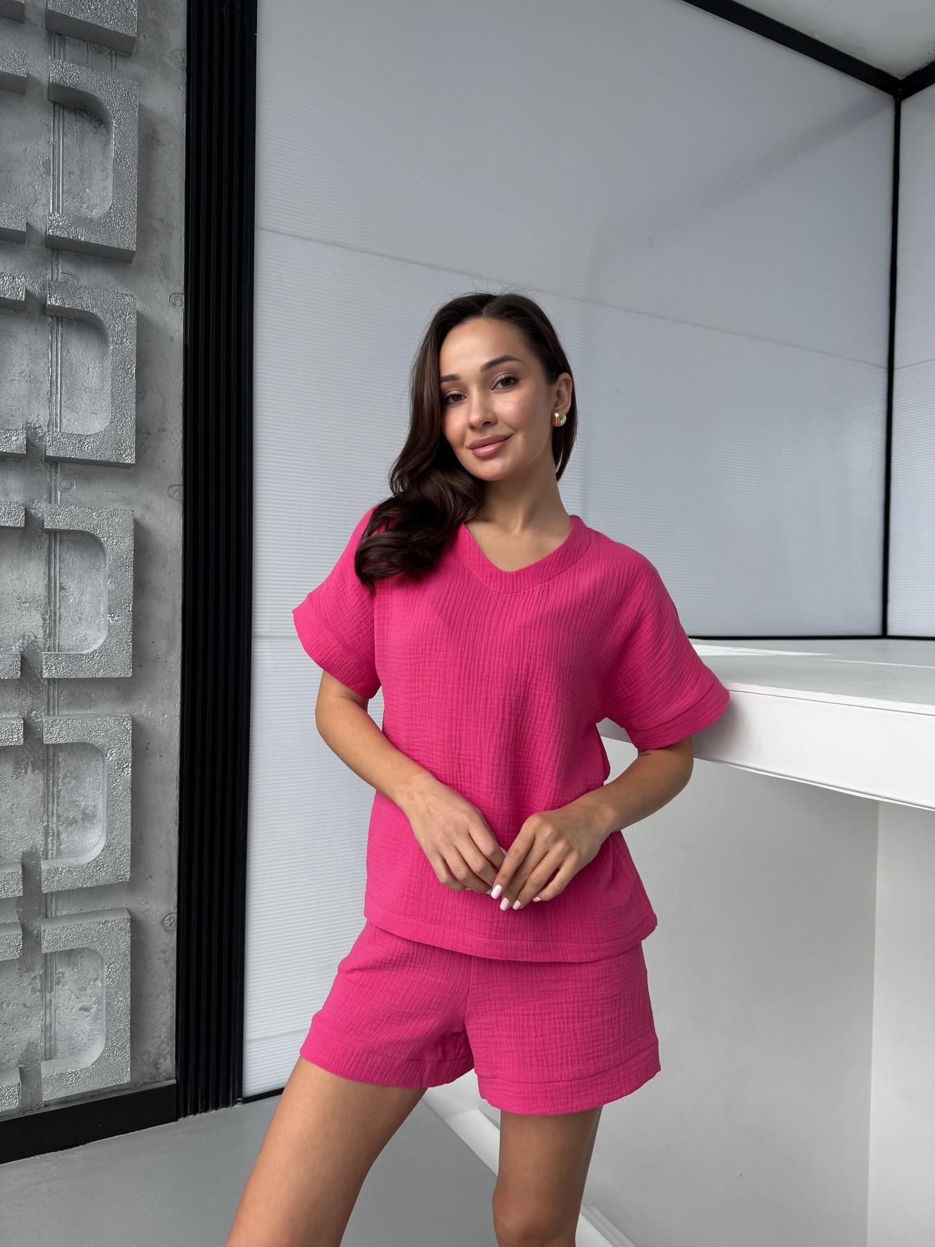 Костюм домашний женский Hawaii COSY с шортами L Малиновый (MSH4) - фото 7