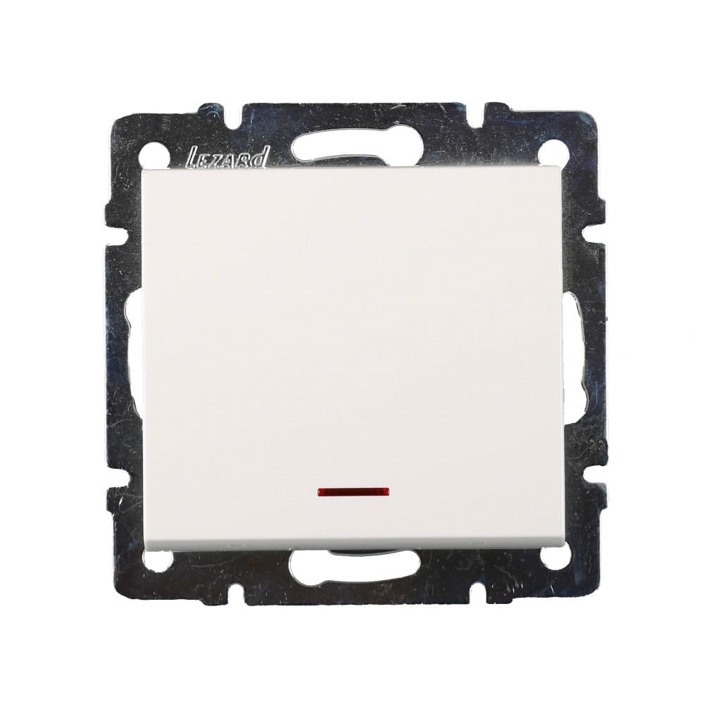 Выключатель Lezard Rain 1-клавишный с подсветкой без рамки Белый (7030288111)