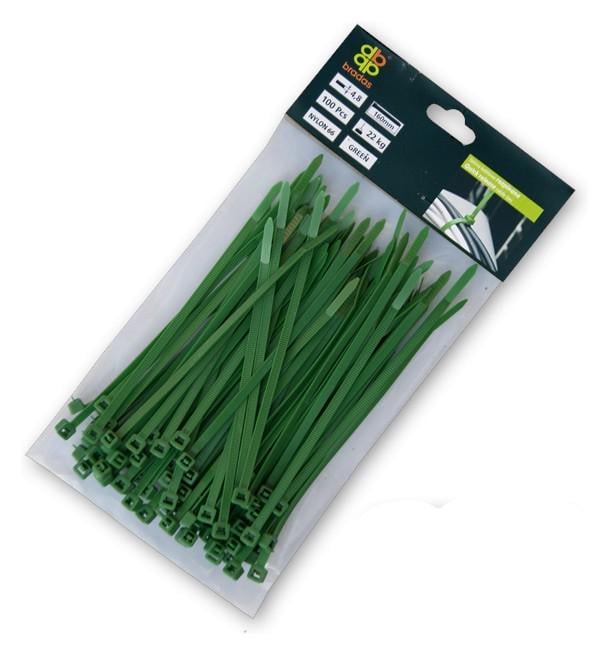 Стяжки кабельные пластиковые Bradas разъемные 4,8x200 мм 100 шт. Green