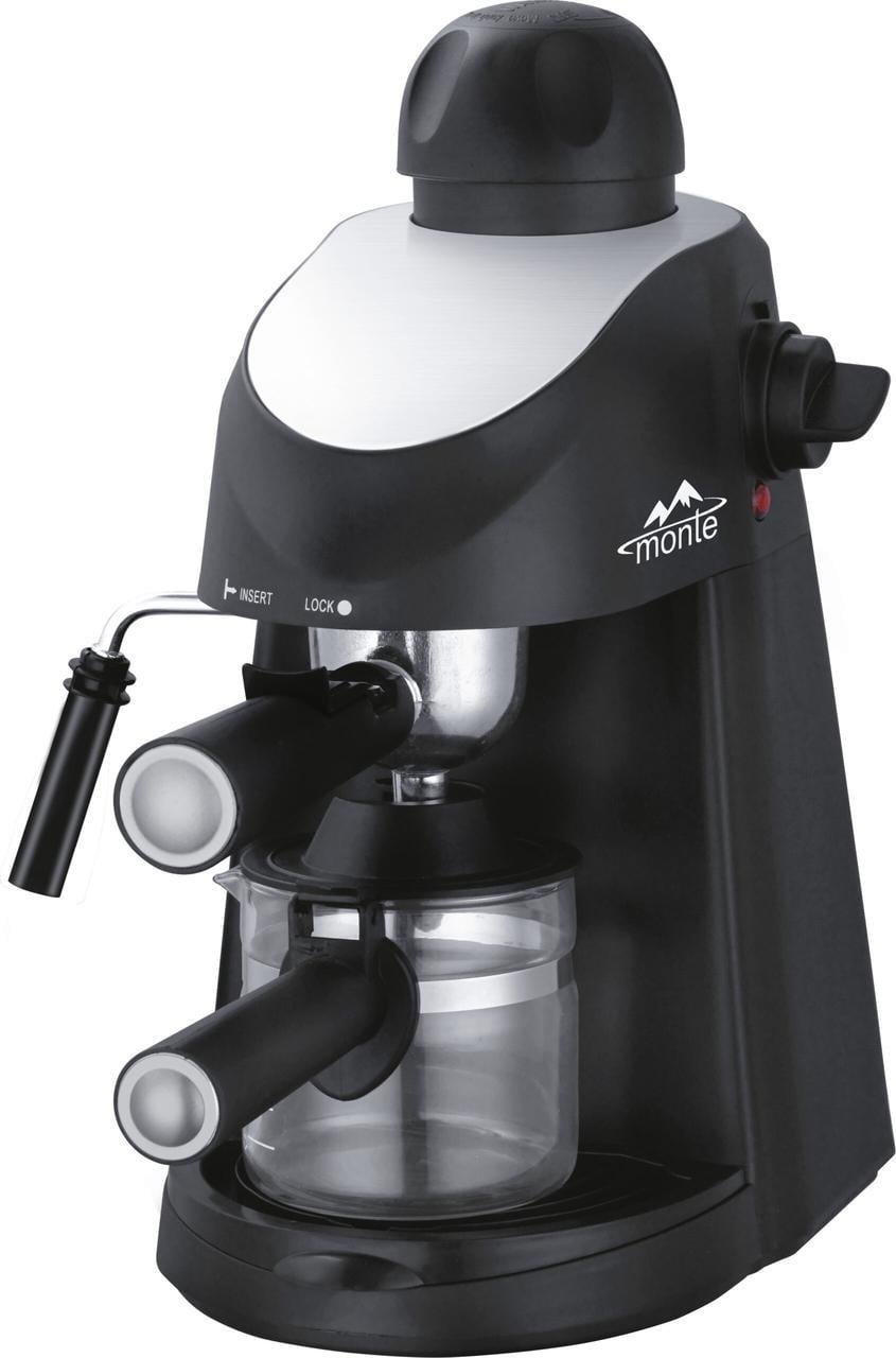Кофеварка рожковая Monte MT-1450 капучино/стеклянный кофейник 800 Вт 3,5 бар 240 мл Черный (33348782)