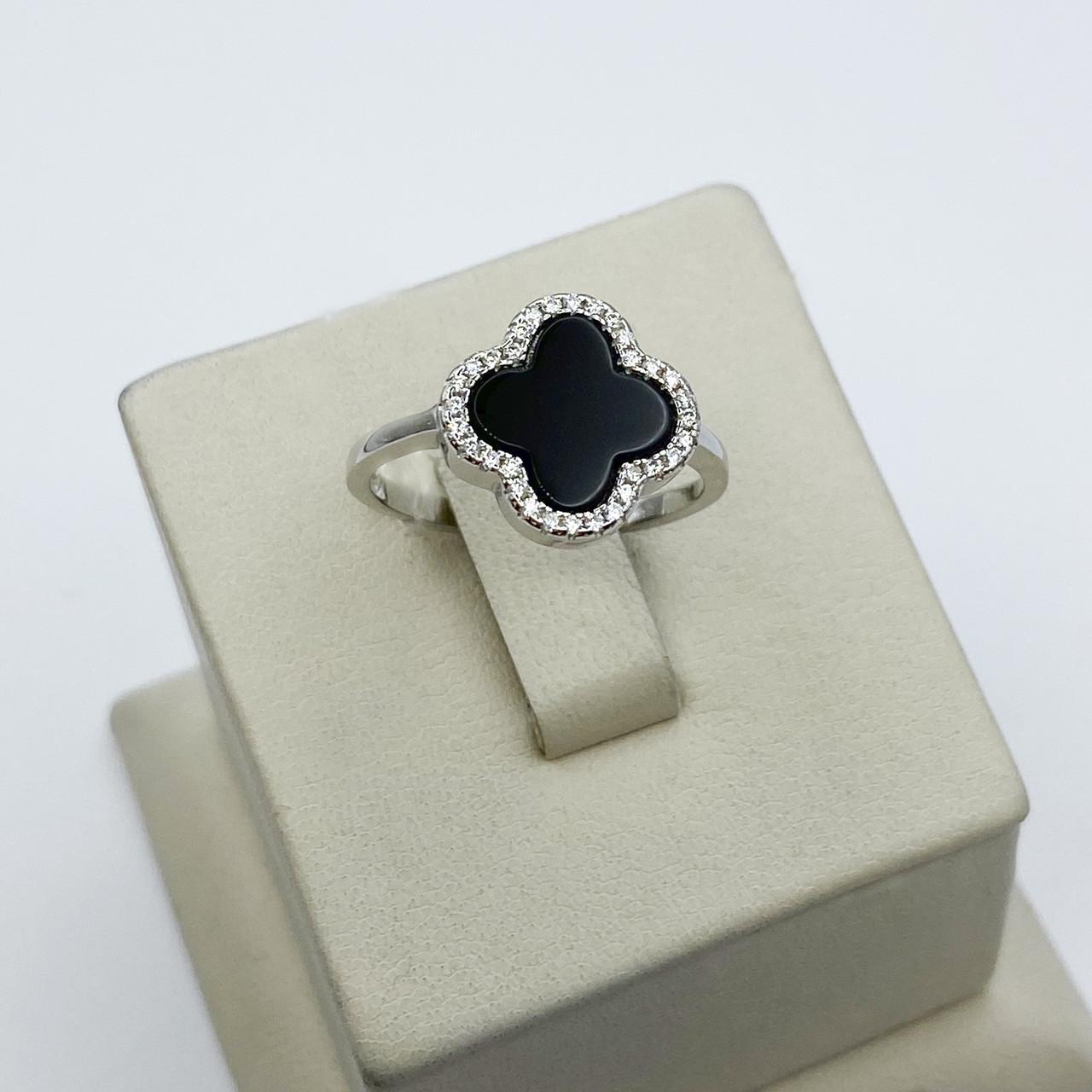 Кольцо серебряное Клевер с агатом р. 18 2,93 г (1976876342)