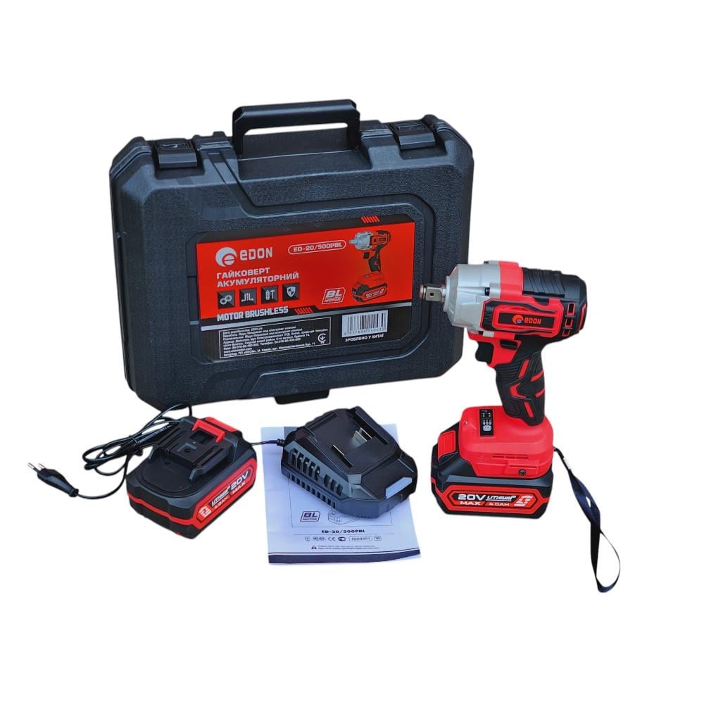 Гайковерт акумуляторний Edon ED-20/500PBL 2АКБ і ЗП (29541494)