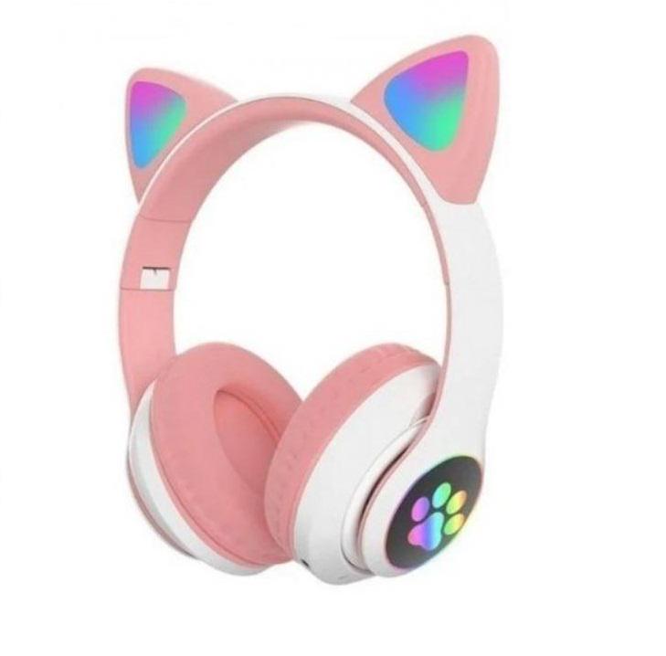 Бездротові навушники з котячими вушками і RGB підсвіткою (Cat VZV-23M Pink)