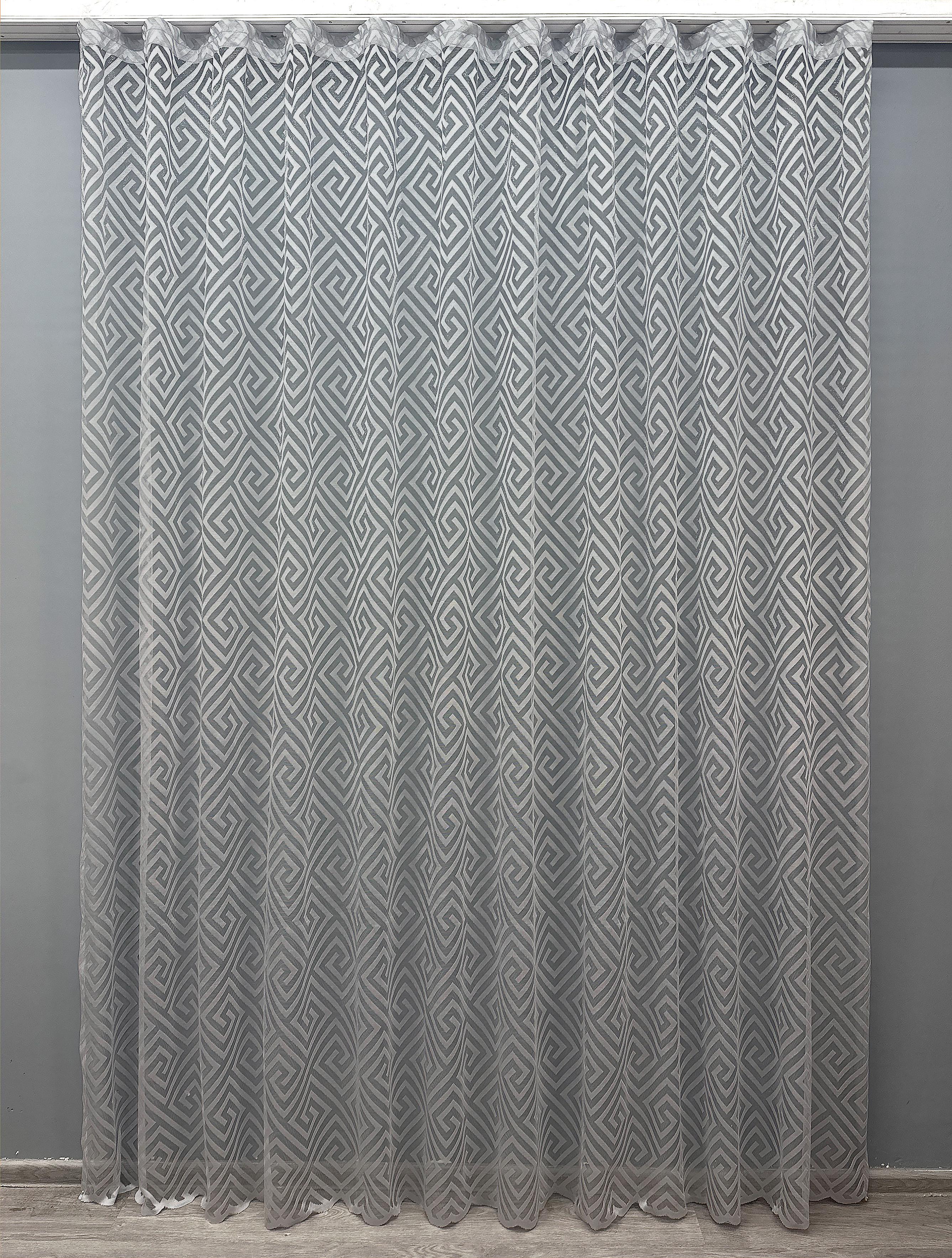 Тюль VR-Textil 1558т жаккард Ромб Меандр 300х270 см Серый (42-0462)