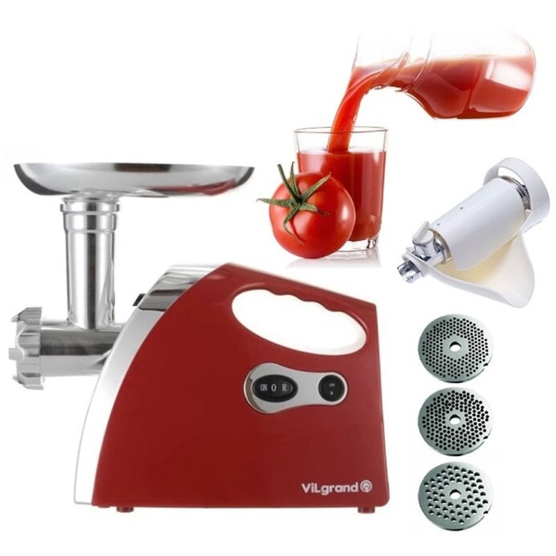 Мясорубка электрическая ViLgrand V203-BRMG с насадкой соковыжималка 2000 Вт Red (tf7321) - фото 4 Мясорубка электрическая ViLgrand V203-BRMG с насадкой соковыжималка 2000 Вт Red (tf7321) - фото 4