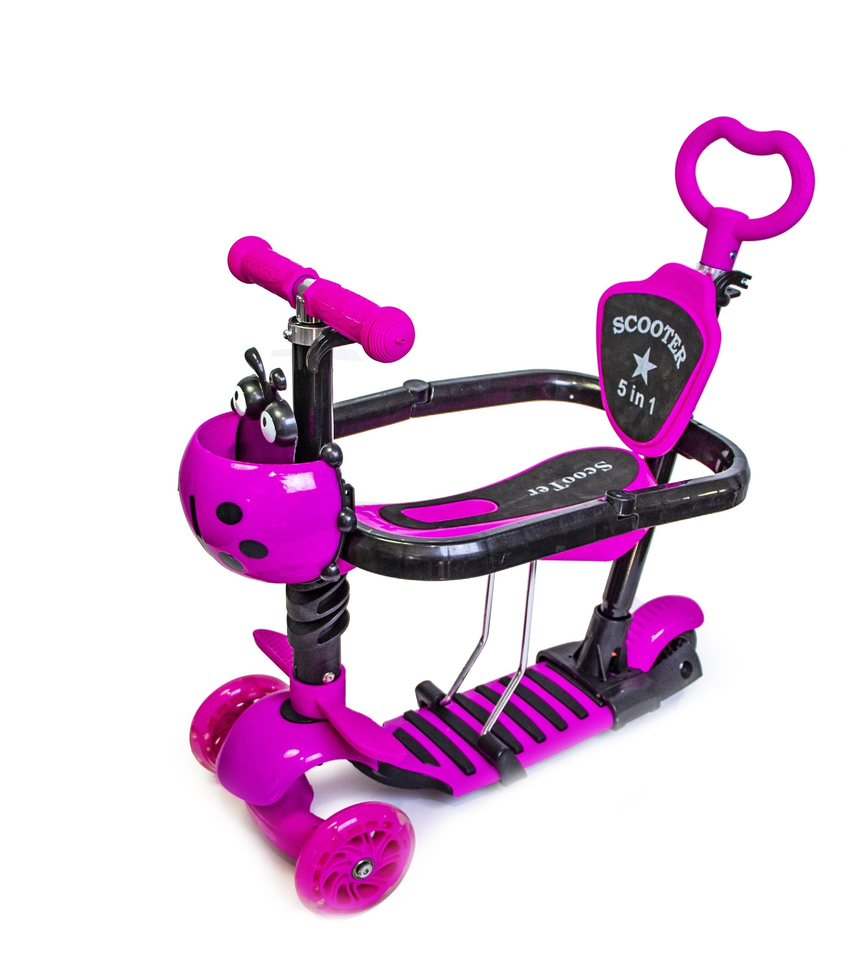 Самокат Scooter Сонечко 5в1 многофункциональный с бортиком Pink (352270930)