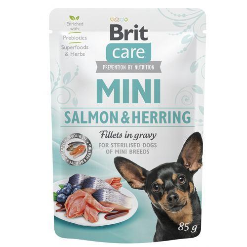 Корм влажный для собак Brit Care Mini с филе лосося и сельди в соусе 85 г