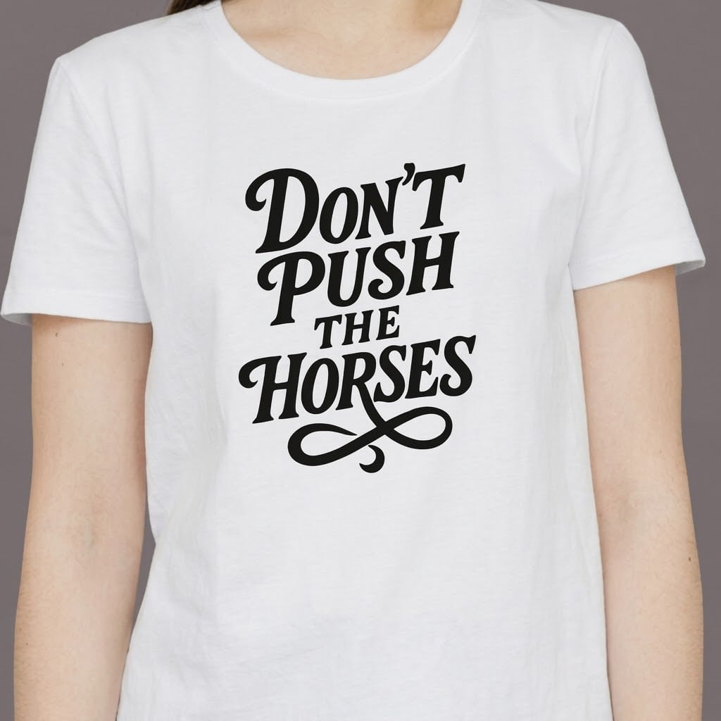 Футболка с надписью Don't push the horses S Белый (11669S)