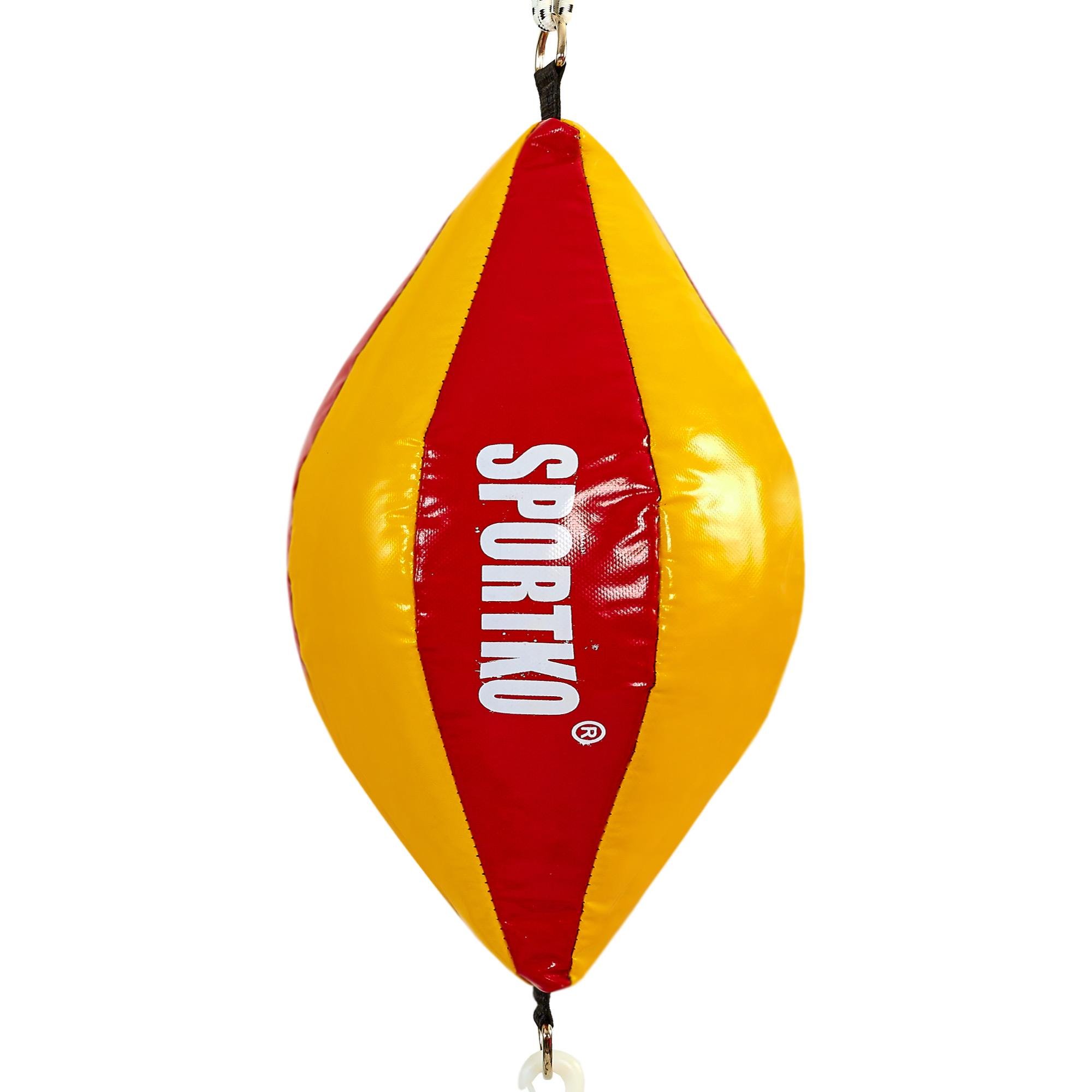 Груша на растяжках SPORTKO каплевидная набивная (UR GP-2_Красно-желтый)
