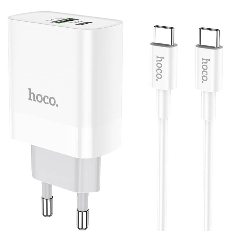 Зарядний пристрій Hoco C80A Rapido Type-C PD20W USB QC3.0 з кабелем Type-C/Type-C White