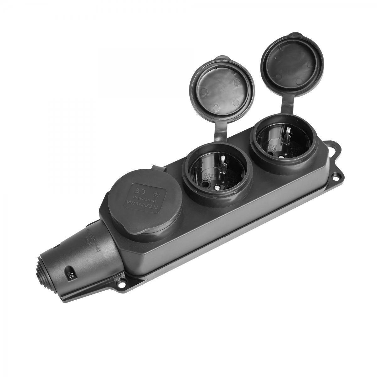 Колодка TITANUM STANDARD IP44 3 гнезда с заземлением 16А Черный (23782222) Колодка TITANUM STANDARD IP44 3 гнезда с заземлением 16А Черный (23782222)